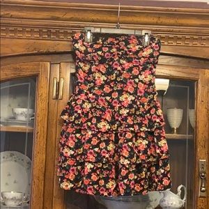 Strapless Floral Dress